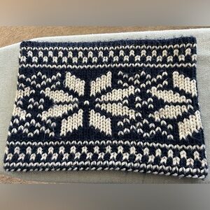 Nordic Chunky Knit World Market Cowl Scarf Oversized Cream Navy